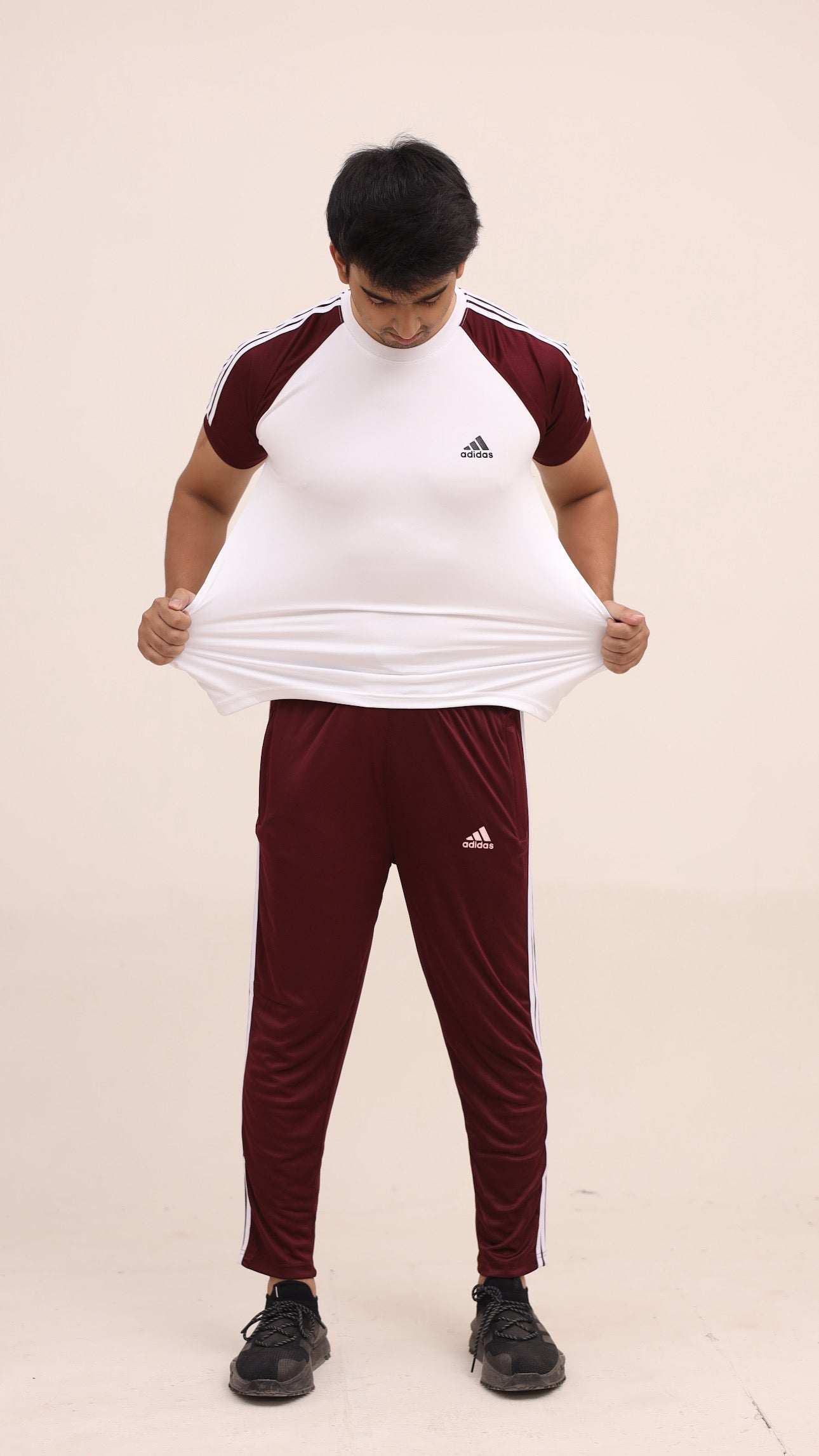 Adi White Mehroon Summer Tracksuit