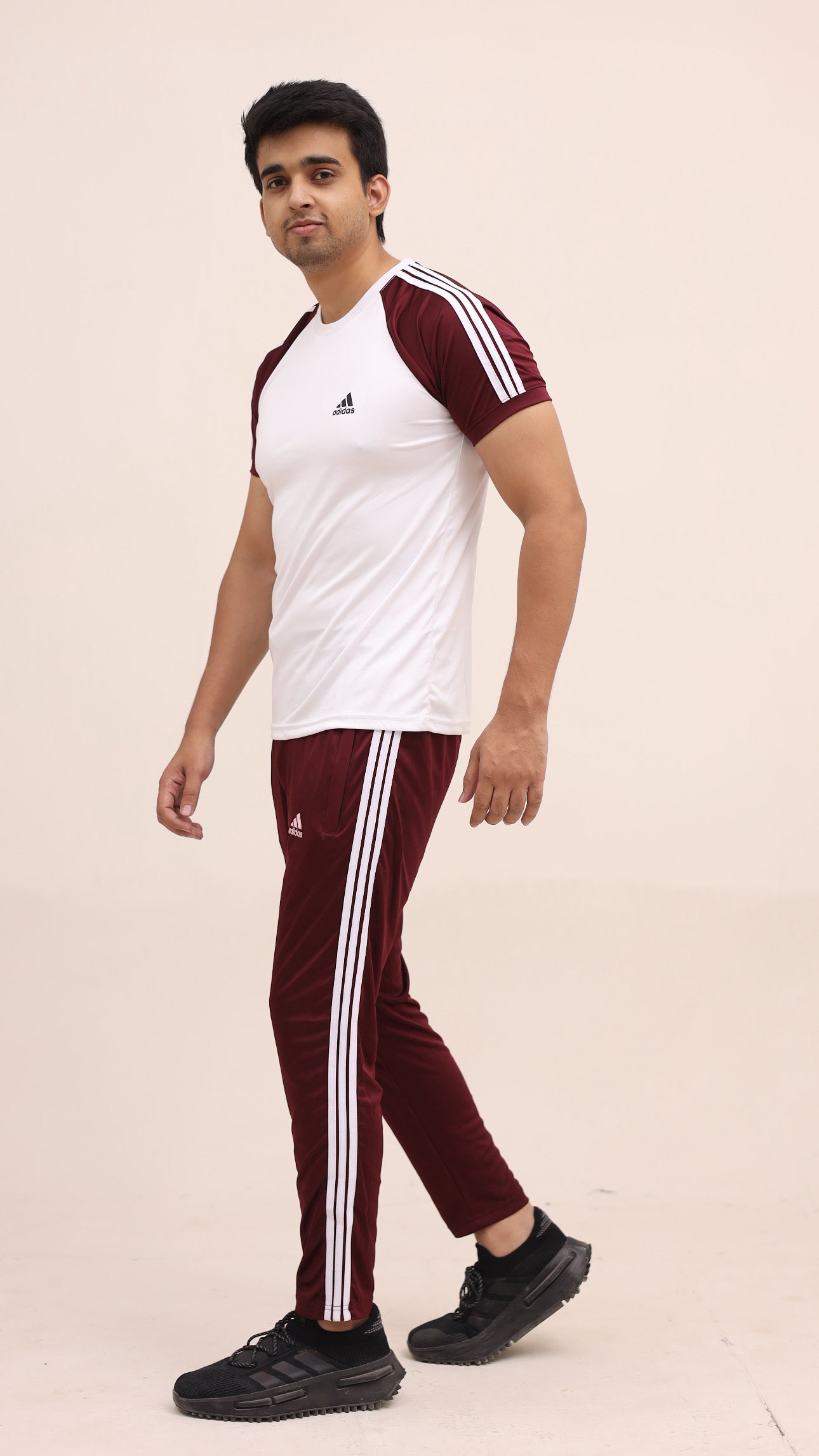 Adi White Mehroon Summer Tracksuit