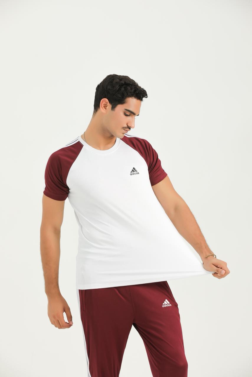 Adi White Mehroon Summer Tracksuit