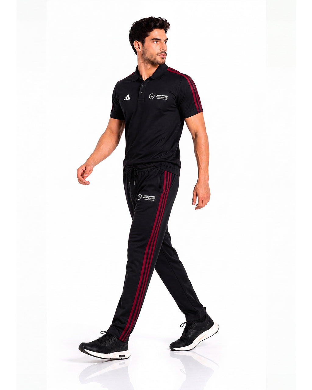 Adi Cotton Polo Black Mehroon Tracksuit-Summer