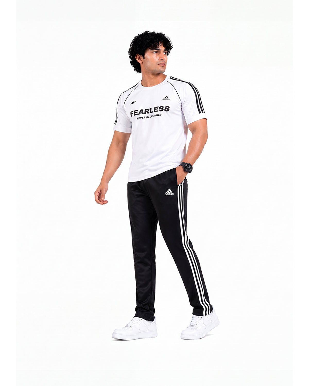 Adi White Black Fearless S26 Tracksuit-Summer