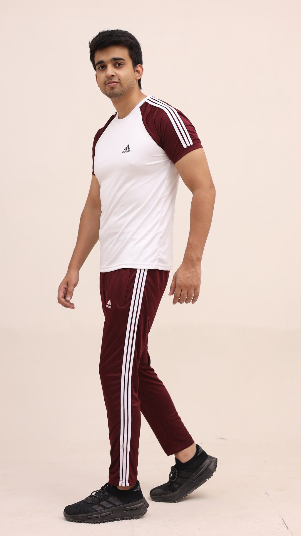 Adi White Mehroon Summer Tracksuit