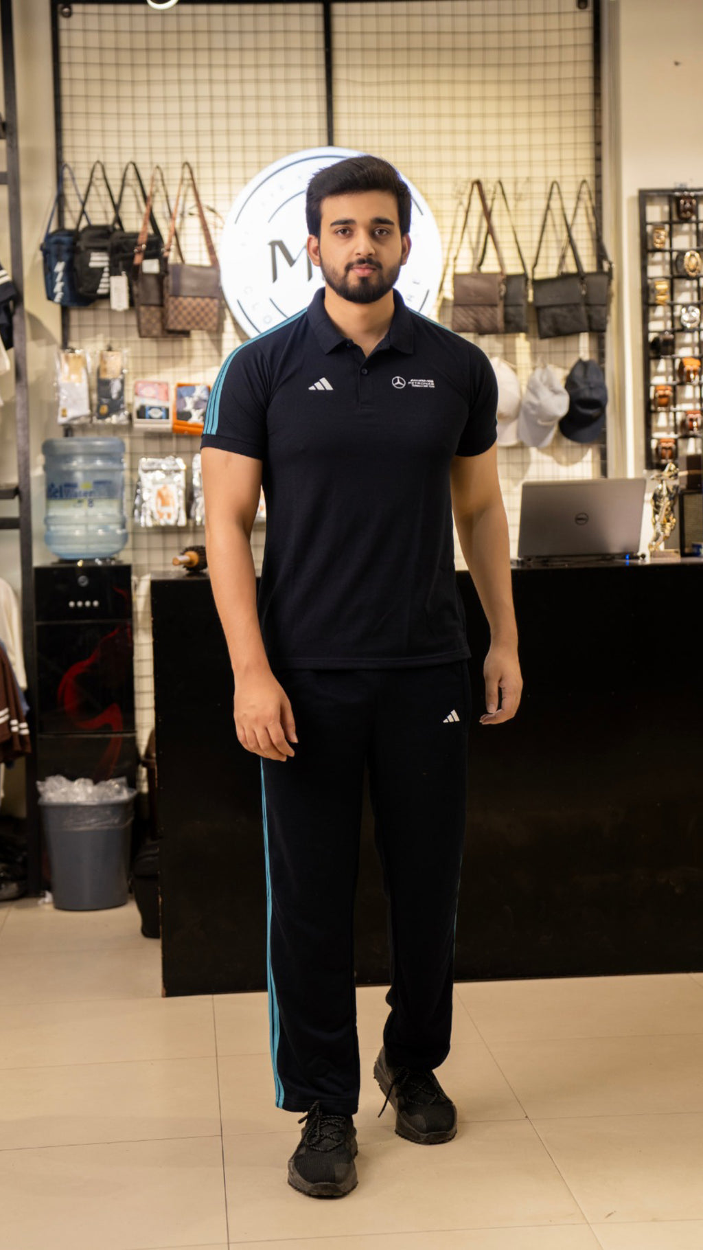 ADI Cotton Polo Black Tracksuit-Summer
