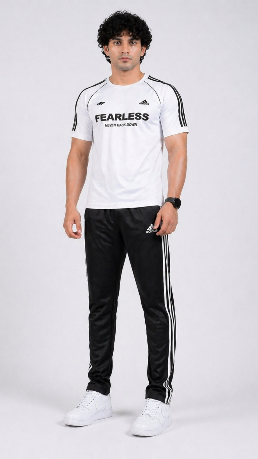 Adi White Black Fearless S26 Tracksuit-Summer