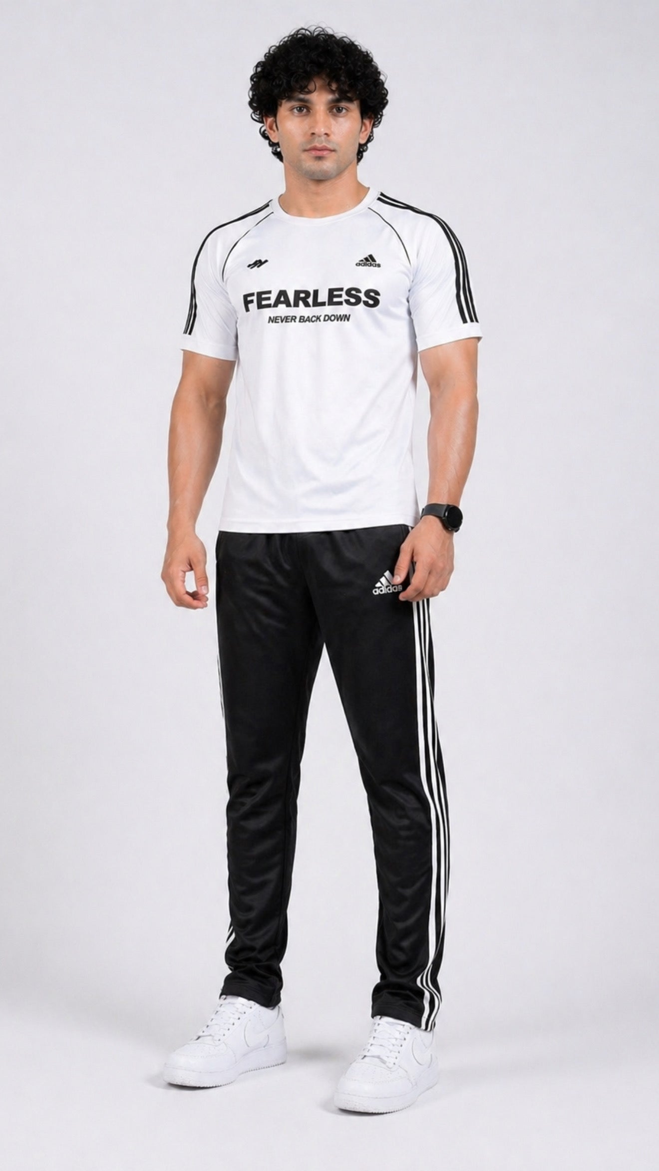 Adi White Black Fearless S26 Tracksuit-Summer