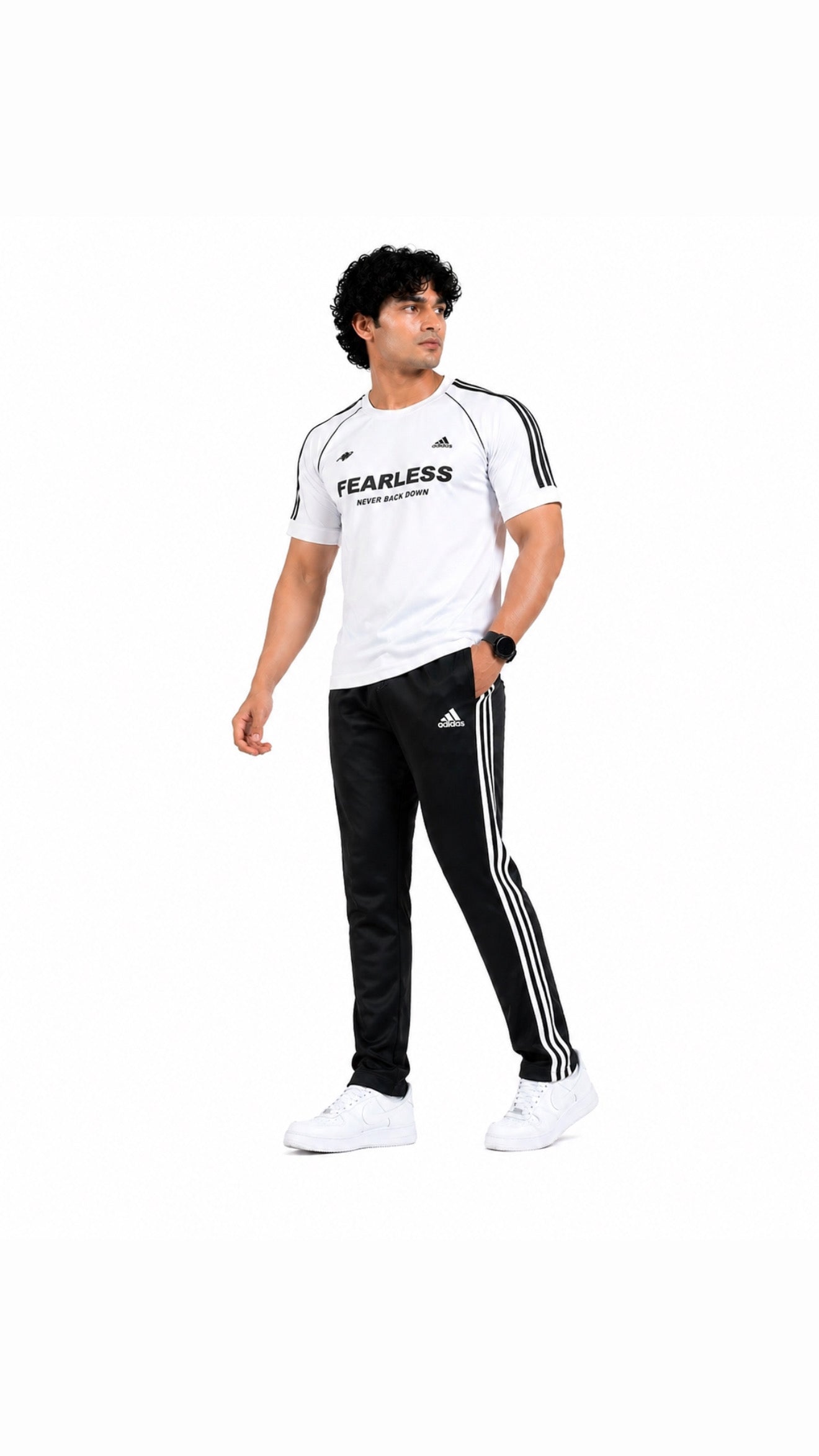 Adi White Black Fearless S26 Tracksuit-Summer