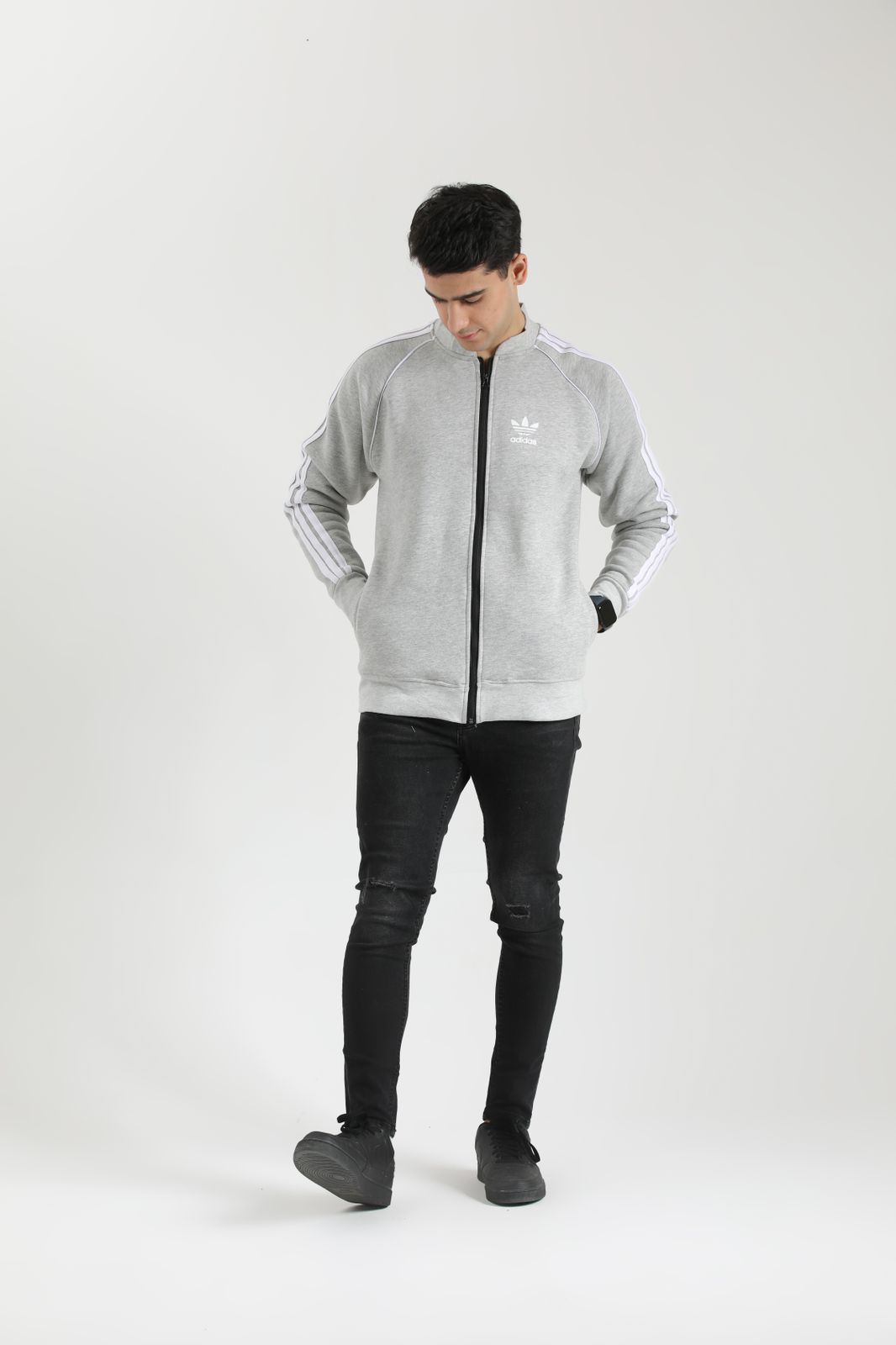 Adi Cotton Fleece Jacket - Grey N