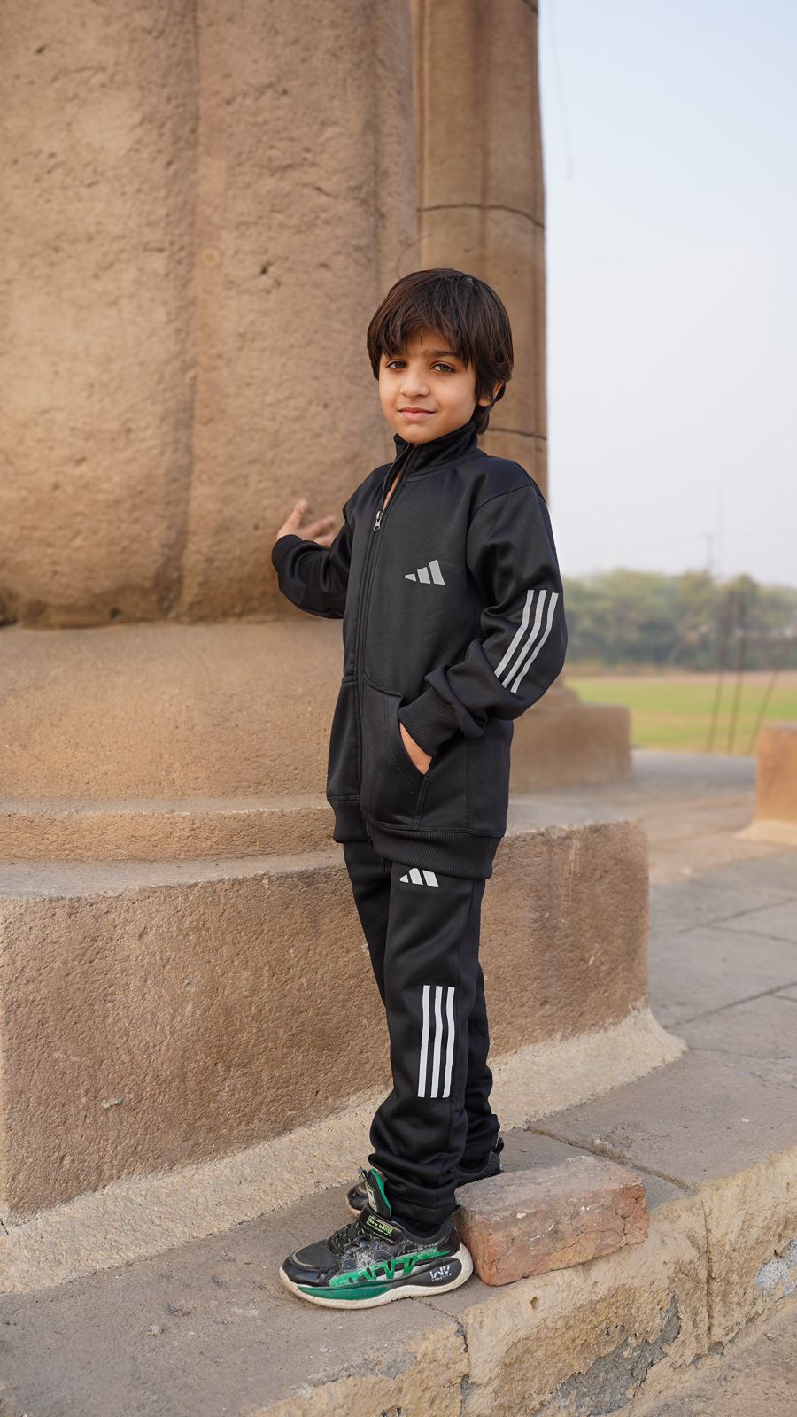 Adi Premium Tracksuit Balck Kids