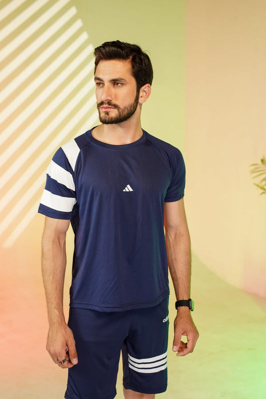 Adi Strip Drifit Navy Tee-J