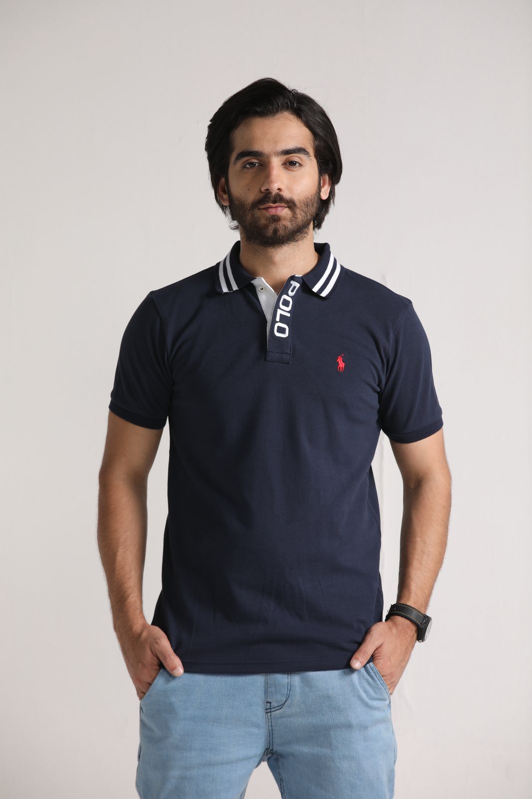 RL EMB basic polo Navy