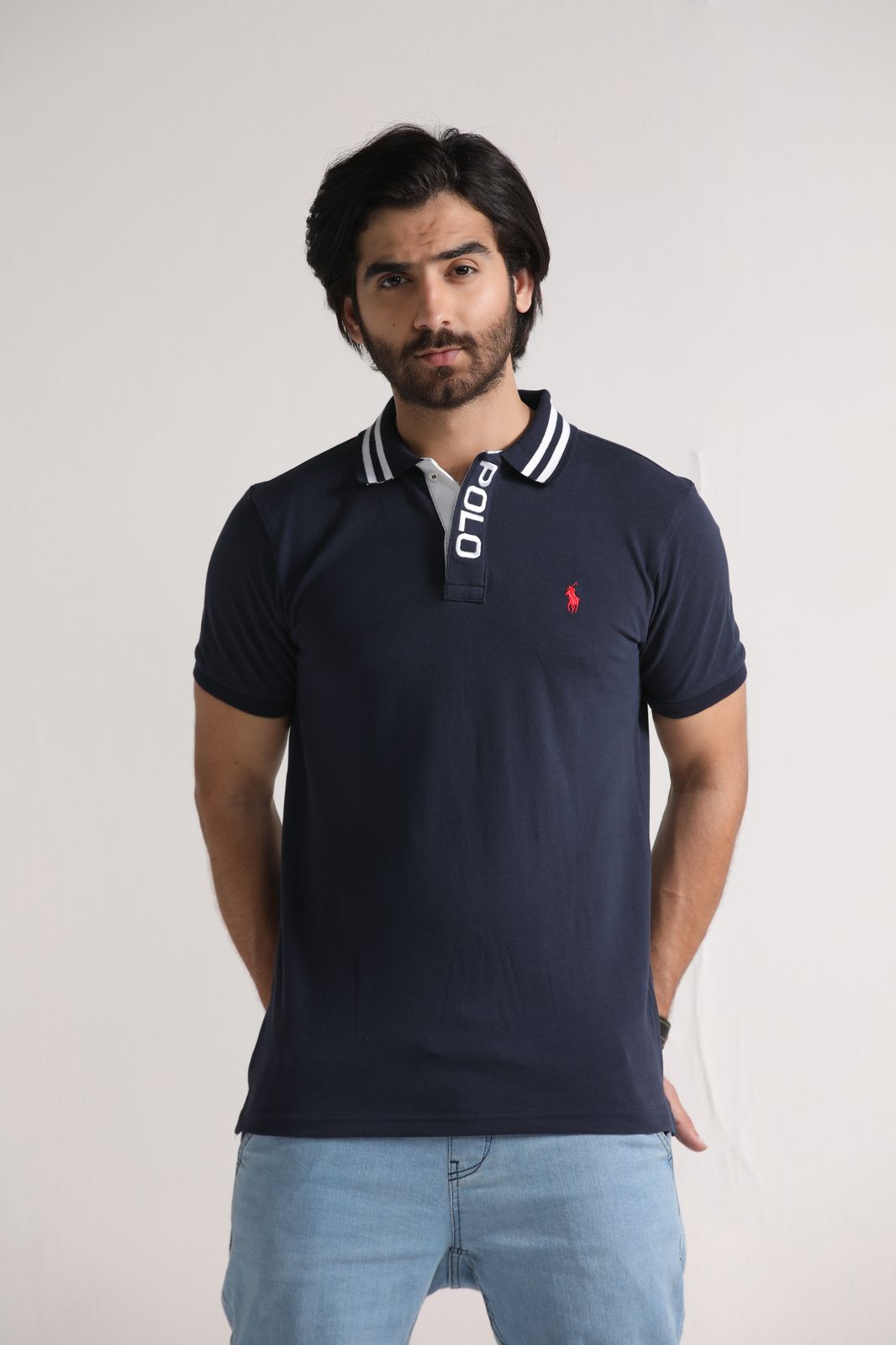 RL EMB basic polo Navy