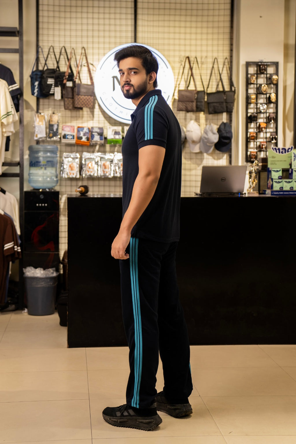 ADI Cotton Polo Black Tracksuit-Summer