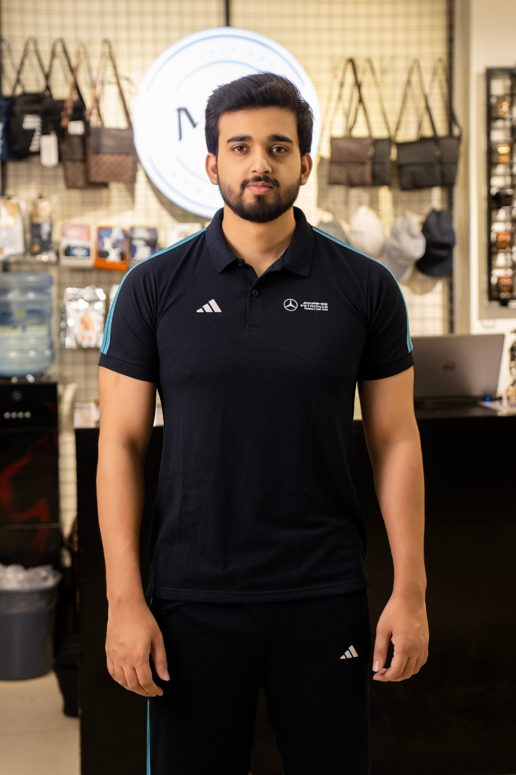 ADI Cotton Polo Black Tracksuit-Summer