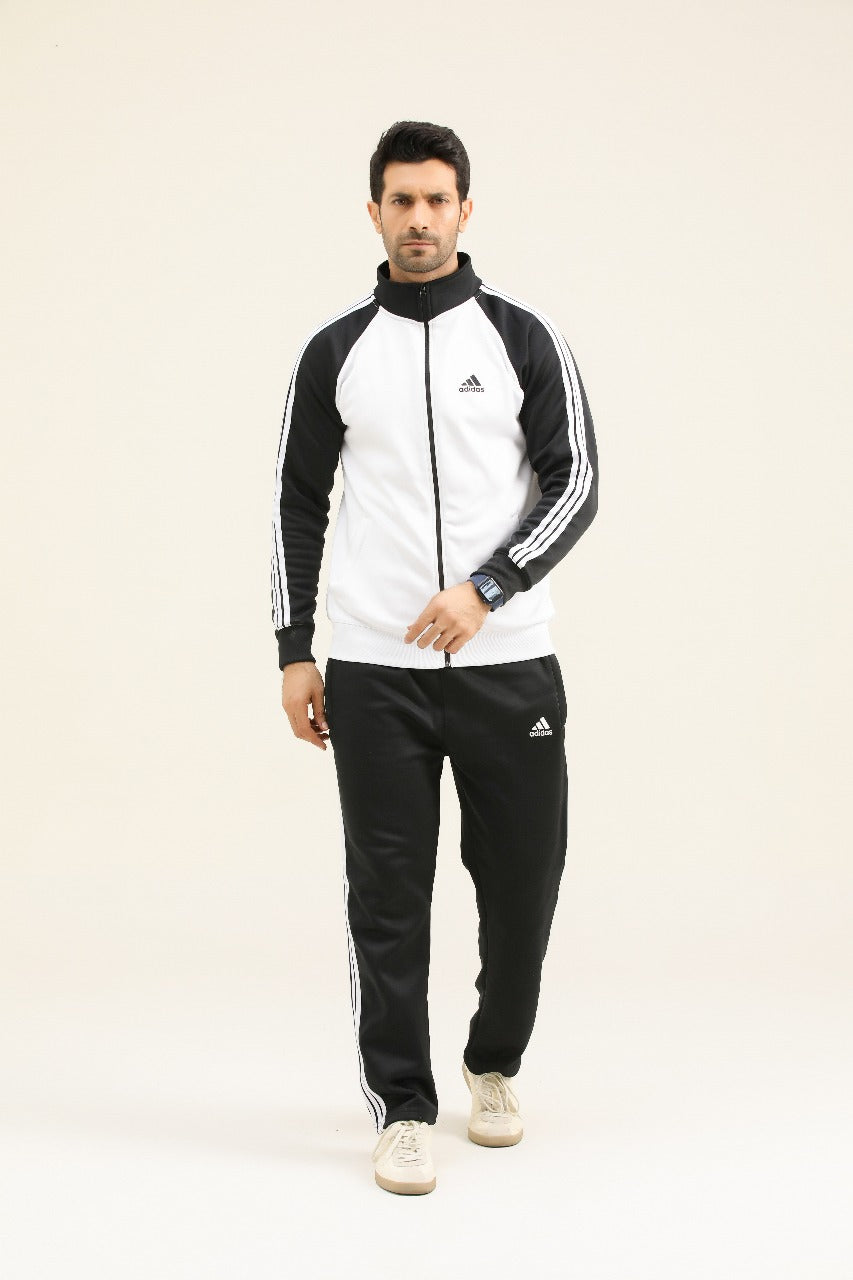 Adi Premium Tracksuit-White Black